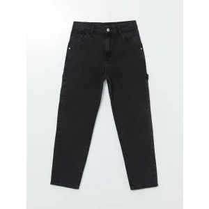 LCW Kids SİYAH Beli Ayarlanabilir Lastikli Erkek Çocuk Jean Pantolon