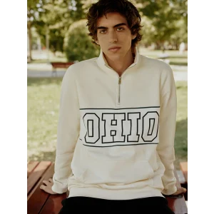 LCW Casual BEJ Dik Yaka Uzun Kollu Baskılı Erkek Kalın Sweatshirt