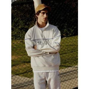 LCW Casual BEYAZ Dik Yaka Uzun Kollu Baskılı Erkek Kalın Sweatshirt