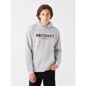 LCW Casual GRİ Uzun Kollu Baskılı Erkek Kalın Hoodie