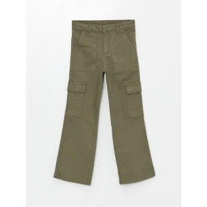 LCW Kids HAKİ Beli Ayarlanabilir Lastikli Kız Çocuk Pantolon