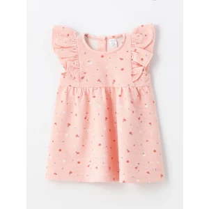LCW baby PEMBE Bisiklet Yaka Kolsuz Çiçekli Kız Bebek Elbise