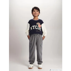 LCW Kids GRİ Beli Lastikli Erkek Çocuk Kargo Jogger Pantolon