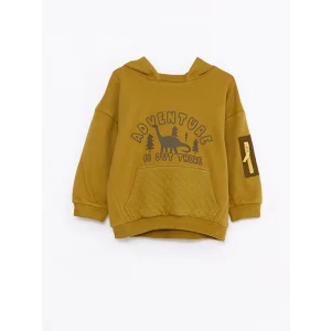 LCW baby HAKİ Uzun Kollu Baskılı Erkek Bebek Hoodie