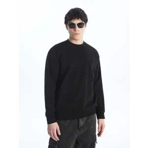 LCW Casual SİYAH Bisiklet Yaka Uzun Kollu Erkek Kalın Sweatshirt