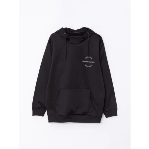 LCW Casual SİYAH Uzun Kollu Baskılı Erkek Hoodie