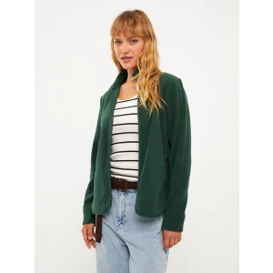 LCWAIKIKI Basic YEŞİL Dik Yaka Düz Uzun Kollu Polar Kadın Spor Hırka