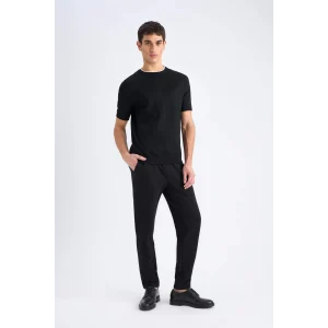 Defacto C6022 Siyah Kışlık Jogger Pantolon Basic Düz Beli Bağcıklı Cepli Düz Paça