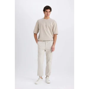 Defacto C9163 Bej Regular Gabardin Jogger Pantolon Kargo Cepli Beli Paçası Lastikli