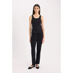 Defacto L3164 Siyah Harem Belmando Kumaş Pantolon Cepli Normal Bel Basic Düz Paça