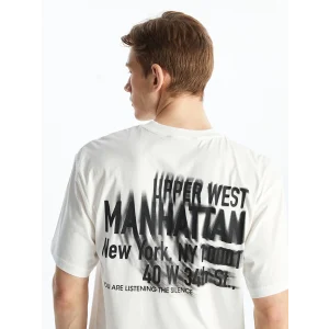 XSIDE EKRU Bisiklet Yaka Kısa Kollu Baskılı Penye Erkek Tişört