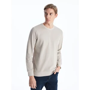 LCWAIKIKI Classic BEJ Bisiklet Yaka Uzun Kollu Erkek Sweatshirt