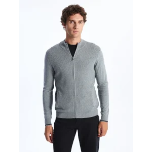 LCWAIKIKI Classic GRİ Standart Kalıp Dik Yaka Erkek Triko Hırka