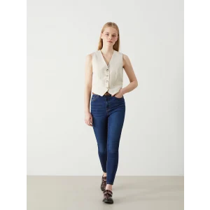 LCW Jeans İNDİGO Beli Kemerli Jüpiter Süper Skinny Fit Kadın Jean Pantolon