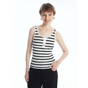 LCW Vision EKRU U Yaka Çizgili Kadın Atlet