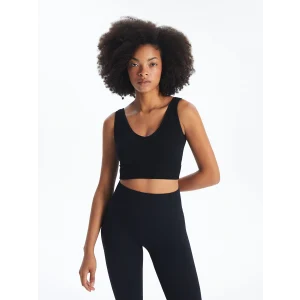 XSIDE ACTIVE SİYAH V Yaka Düz Seamless Kadın Spor Büstiyer