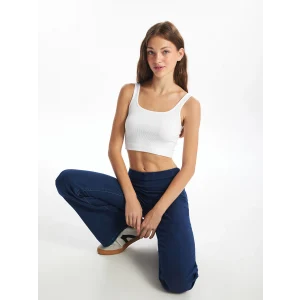 XSIDE ACTIVE BEYAZ U Yaka Crop Kadın Sporcu Atleti