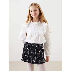 LCW Kids EKRU Bisiklet Yaka Dokulu Kız Çocuk Bluz