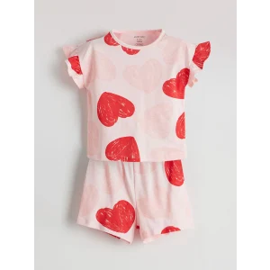 LCW baby PEMBE Kalp Baskılı Kız Bebek Şortlu Pijama Takım