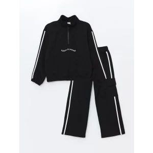 LCW Kids SİYAH Dik Yaka Kız Çocuk Eşofman Takımı