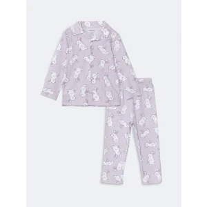 LCW baby LİLA Gömlek Yaka Kız Bebek Pijama Takımı