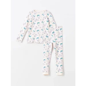 LCW Kids PEMBE Bisiklet Yaka Baskılı Uzun Kollu Kız Çocuk Pijama Takımı