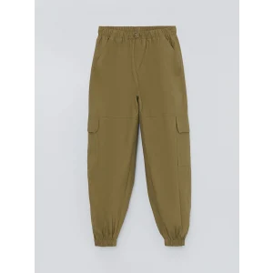 LCW Kids HAKİ Beli Lastikli Kız Çocuk Kargo Jogger Pantolon