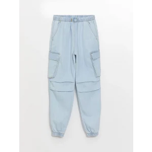 LCW Kids İNDİGO Beli Lastikli Kız Çocuk Jean Jogger Pantolon