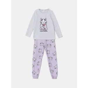 LCW Kids GRİ Bisiklet Yaka Polar Kız Çocuk Pijama Takımı
