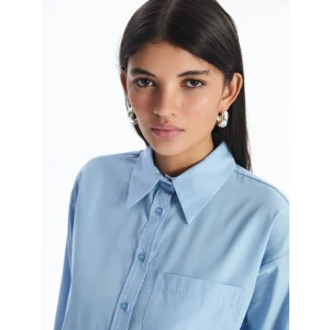 LCW Modest MAVİ Düz Oversize Kadın Gömlek Tunik