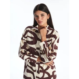 LCW Modest KAHVERENGİ Desenli Kadın Gömlek Tunik
