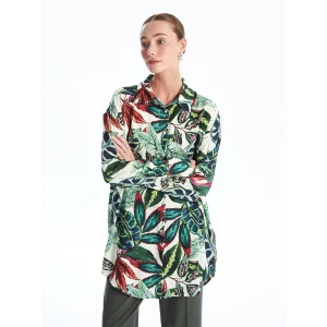 LCWAIKIKI Classic YEŞİL Desenli Kadın Gömlek Tunik
