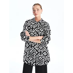 LCWAIKIKI Classic SİYAH Desenli Kadın Gömlek Tunik