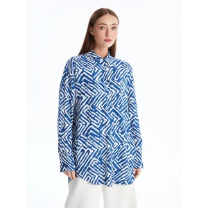 LCWAIKIKI Classic MAVİ Desenli Kadın Gömlek Tunik