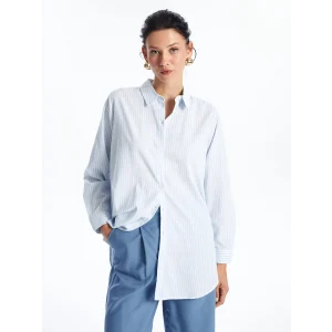 LCWAIKIKI Classic LACİVERT Çizgili Kadın Gömlek Tunik