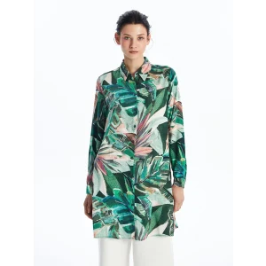 LCWAIKIKI Classic YEŞİL Desenli Kadın Gömlek Tunik