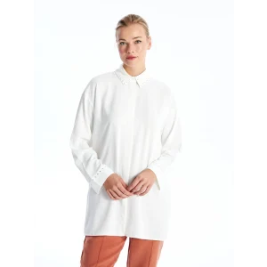 LCWAIKIKI Classic EKRU Parlak Taşlı Kadın Gömlek Tunik