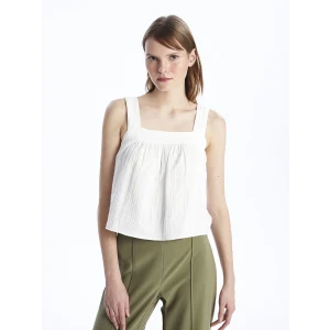 LCW Vision EKRU Kadın U Yaka Düz Crop Bluz