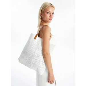 LCW ACCESSORIES BEYAZ Kadın Hasır Omuz Çantası