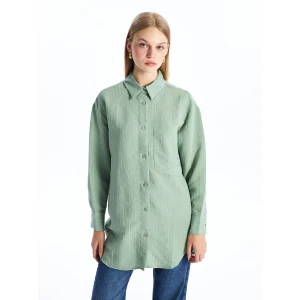 LCW Modest YEŞİL Çizgili Oversize Kadın Gömlek Tunik