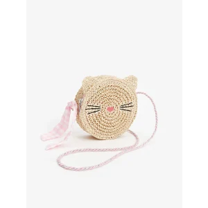 LCW ACCESSORIES BEJ Kedi Figürlü Kız Çocuk Hasır Omuz Çantası