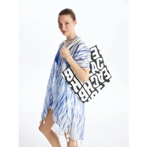 LCW ACCESSORIES SİYAH Yazı Baskılı Kadın Plaj Çantası