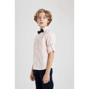 Defacto Z5453 Pembe Erkek Çocuk 23 Nisan Çocuk Bayramı Polo Yaka 2li Uzun Kollu Gömlek