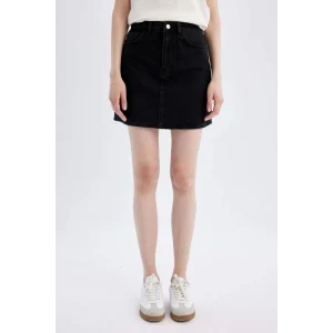 Defacto B9866 Siyah Regular Fit Jean Mini Etek
