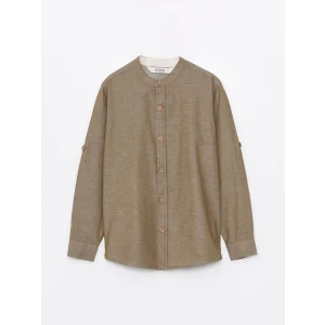 LCW Kids HAKİ Hakim Yaka Basic Uzun Kollu Erkek Çocuk Gömlek