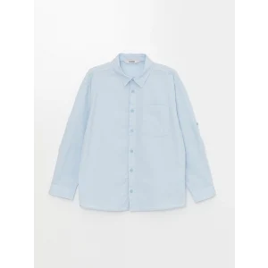 LCW Kids MAVİ Rahat Kalıp Keten Karışımlı Erkek Çocuk Gömlek