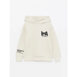 LCW Kids BEJ Kapüşonlu Erkek Çocuk Kalın Sweatshirt