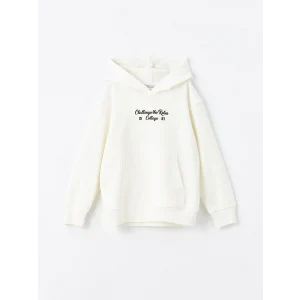 LCW Kids EKRU Rahat Kalıp Kapüşonlu Erkek Çocuk Sweatshirt