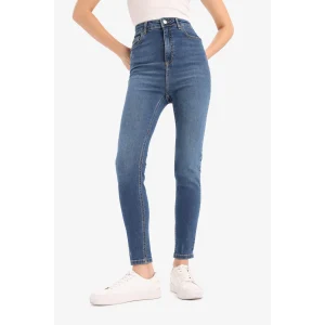 Defacto D8177 Mavi Anna Skinny Fit Yüksek Bel Düz Paça Uzun Jean Taş Yıkama Pantolon