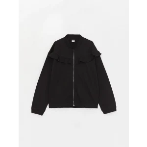 LCW Kids SİYAH Bisiklet Yaka Uzun Kollu Kız Çocuk Hırka